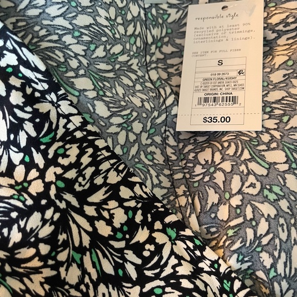 A New Day Women's Crepe Short Sleeve Midi Dress Green Floral multiple sizes - Picture 4 of 5